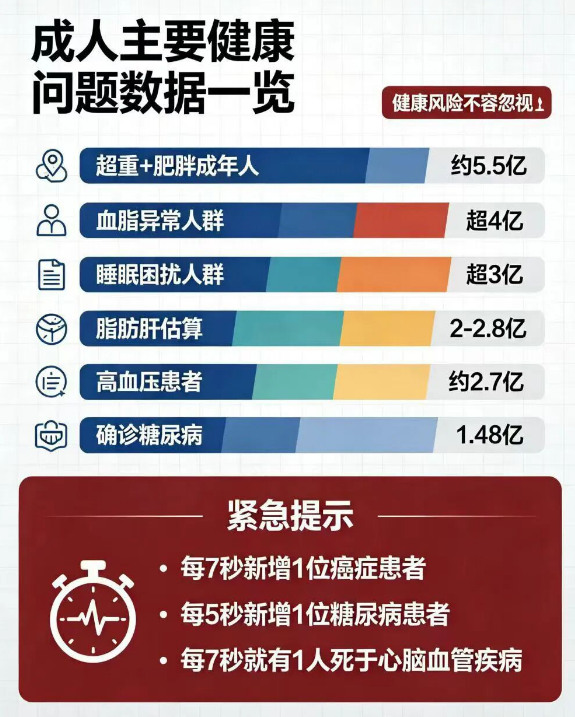 成人主要健康问题数据一览