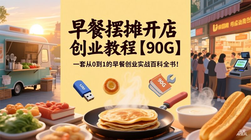 早餐摆摊开店创业教程【90G】：配方工艺与全流程实战-洛芃泽